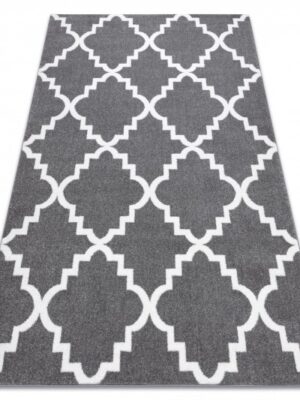 Dywany Lusczow Kusový koberec SKETCH Danny sivý/biely trellis