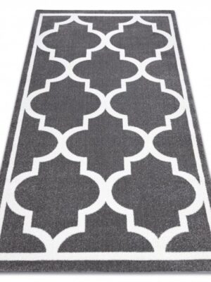 Dywany Lusczow Kusový koberec SKETCH KIERAN sivý/biely trellis