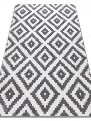 Dywany Lusczow Kusový koberec SKETCH PATRICK biely/sivý - štvorce