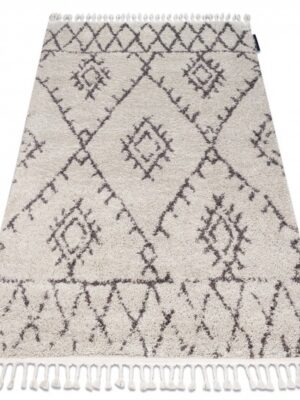 Dywany Lusczow Kusový shaggy koberec BERBER FEZ krémový