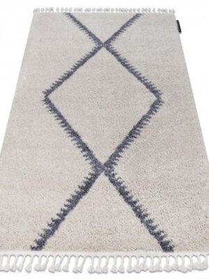 Dywany Lusczow Kusový shaggy koberec BERBER MEKNES krémový
