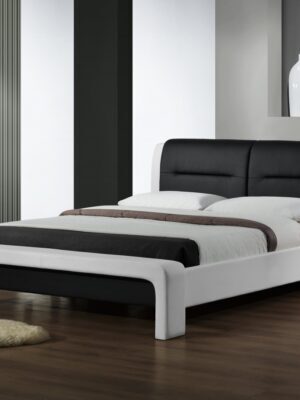 HALMAR Čalúnená posteľ Cassandra 160x200 dvojlôžko - bielo-čierna