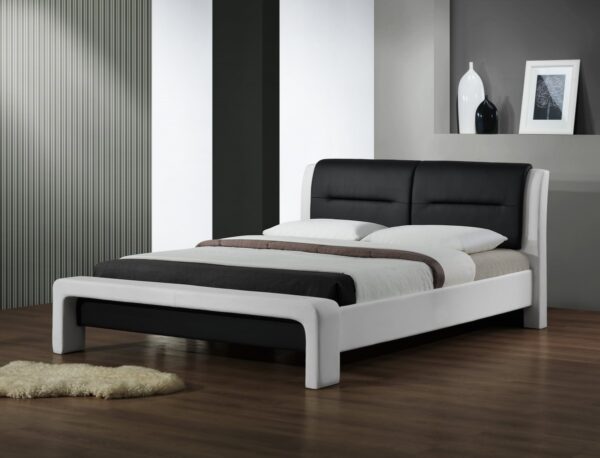 HALMAR Čalúnená posteľ Cassandra 160x200 dvojlôžko - bielo-čierna