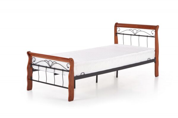HALMAR Kovová posteľ Veronica 90x200 jednolôžko antická čerešňa / čierna