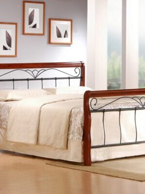 HALMAR Kovová posteľ Veronica 160x200 manželská posteľ antická čerešňa/čierna