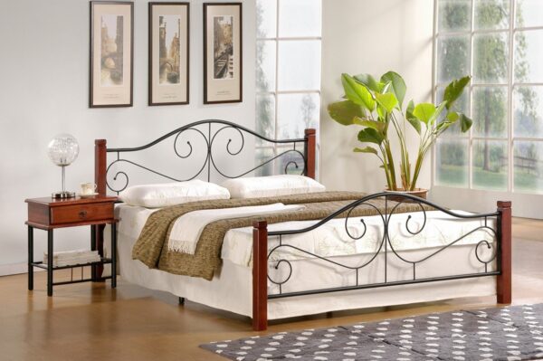 HALMAR Kovová posteľ Violetta 120x200 manželská posteľ antická čerešňa/čierna