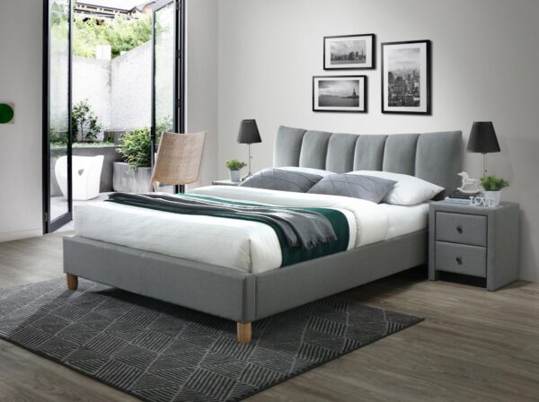 HALMAR Čalouněná postel Sandy 160x200 dvoulůžko šedá