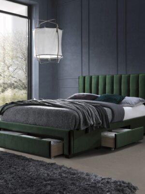HALMAR Čalúnená posteľ Lado 160x200 cm tmavo zelená