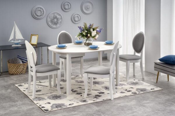HALMAR Okrúhly rozkladací jedálenský stôl Rigo biely