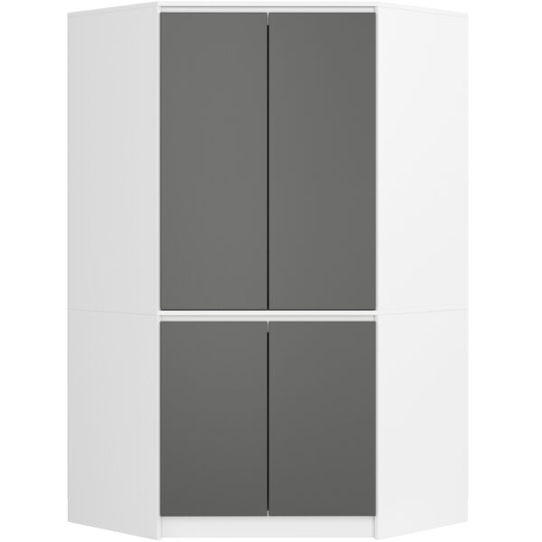 Ak furniture Rohová šatní skříň CLP 100 cm 4D bílá/šedá Ak furniture Rohová šatní skříň CLP 100 cm 4D bílá/šedá