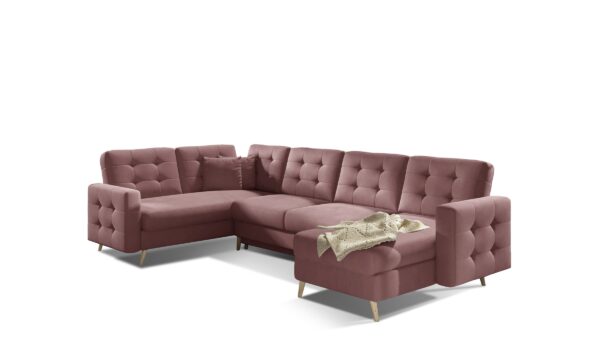 Eltap Rohová rozkládací sedací souprava ASGARD U 326 cm Mat Velvet 63 růžová univerzální