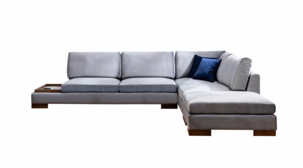 Hanah Home Rohová pohovka Tulip s odkladacím stolíkom tmavo šedá pravá Hanah Home Rohová pohovka Tulip s odkladacím stolíkom tmavo šedá pravá