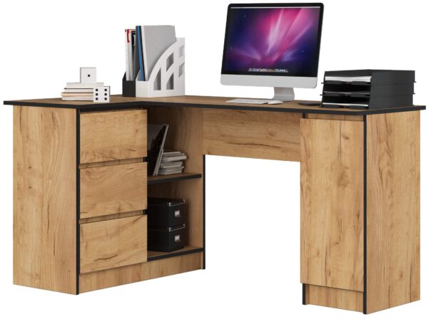 Ak furniture Rohový písací stôl B20 155 cm dub craft zlatý levý Ak furniture Rohový písací stôl B20 155 cm dub craft zlatý levý