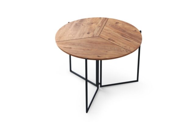 Kalune Design Jedálenský stôl YAPRAK 100 cm čierny/borovica