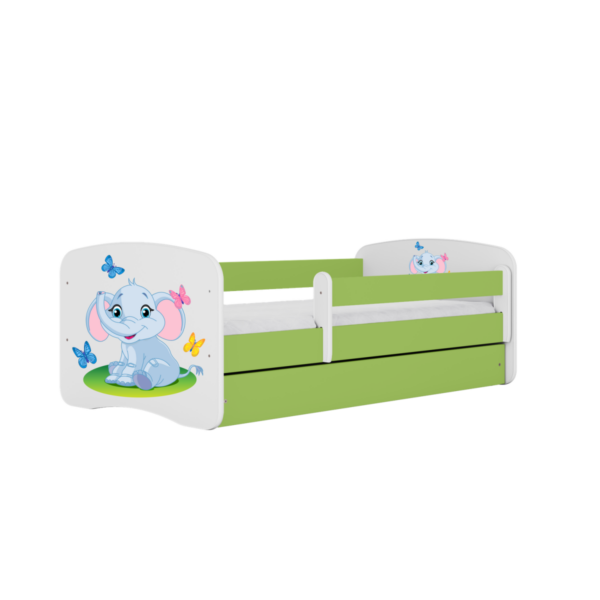 Kocot kids Detská posteľ Babydreams slon s motýlikmi zelená